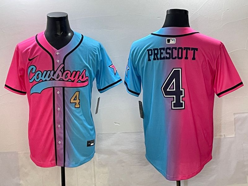 Men 2025 Dallas Cowboys #4 Prescott Blue pink Nike Limited NFL Jersey style 003->dallas cowboys->NFL Jersey